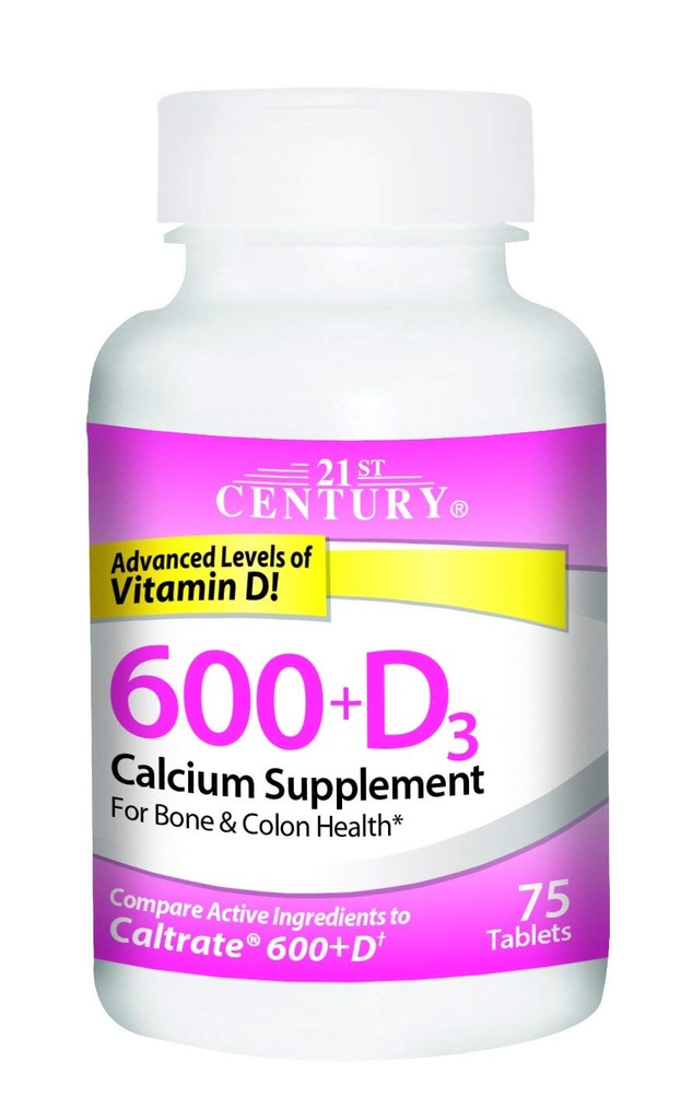 21st Century Calcium 600+D3 Tableta 600mg-800U 75 Počet (2 balenia)