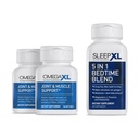 OmegaXL Spoločná úľava doplnok - Prírodná svalová podpora, 60 Softgels (2 balenie) & SleepXL okamžité-Release melatonin, L-Theanine (Kalmovanie), harmanček, horčík & B6 (60 Vegánske kapsuly)