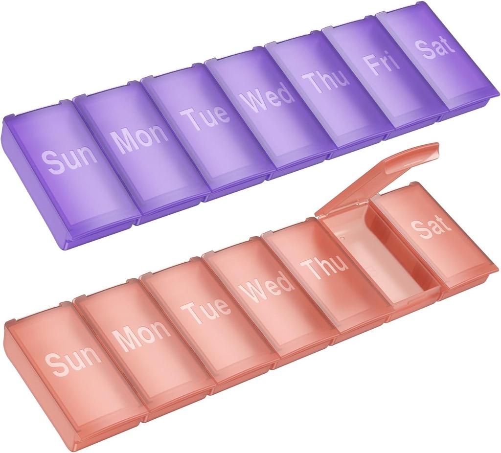 Týždenné pilulky Organizátor,2 balenie veľké denné vitamínové pilulky Box,Portable Travel Friendly 7 deň pilulky Kontajnery Medicína Holič,Handbag Outdoor Camping Malé pilulky Prípad pre doplnky Fish Oill