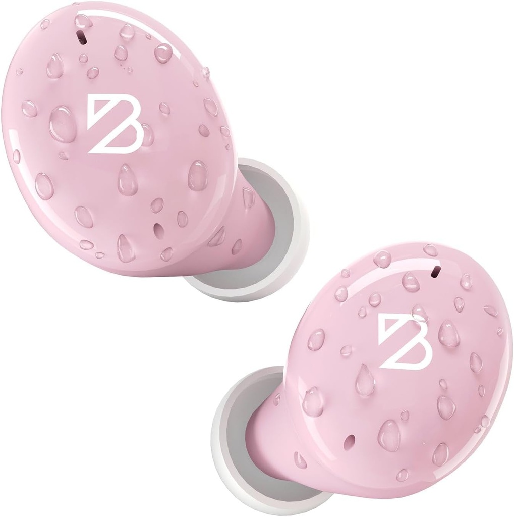 Bay Audio Tempo 30 Bezdrôtové Earbuds pre malé uši - Award-Víťazný zvuk, lesklé Bluetooth Earbuds, pohodlné putá pre ženy, ružové slúchadlá Malé ušné kanály, dlhé slúchadlá batérie