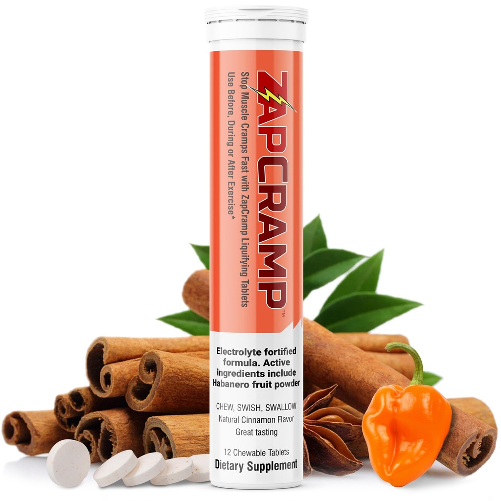 Zastaviť svalové krepy Rýchle s kapsaicínom z Habanero Fruit Powder Likvidačné žuvacie tablety s Electrolytes pre telo a nohy Cramps Relief- 12 Tablety