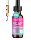 Pink Stork Baby spánok kvapky, prirodzene podporovať spánok bez melatonínu pre dojčatá, batoľatá, a deti, Pomocný spánok s harmančekom a horčíkom, Baby Essentials for Bedtime, 1 oz, 30 Slúži
