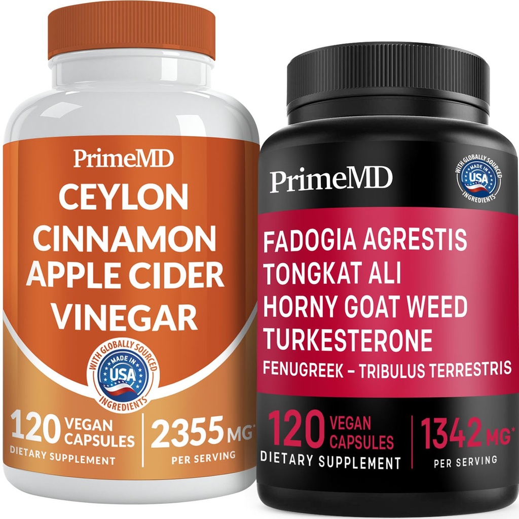 Ceylónska škorica (1ks) a Fadogia Tongkat Ali (1ks) Doplnková látka Bundle - Silné vitamíny pre srdce, energiu, svalovinu, testosterón a imunitnú podporu - Non-GMO, Vegan, Gluten-free
