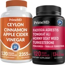 Ceylónska škorica (1ks) a Fadogia Tongkat Ali (1ks) Doplnková látka Bundle - Silné vitamíny pre srdce, energiu, svalovinu, testosterón a imunitnú podporu - Non-GMO, Vegan, Gluten-free