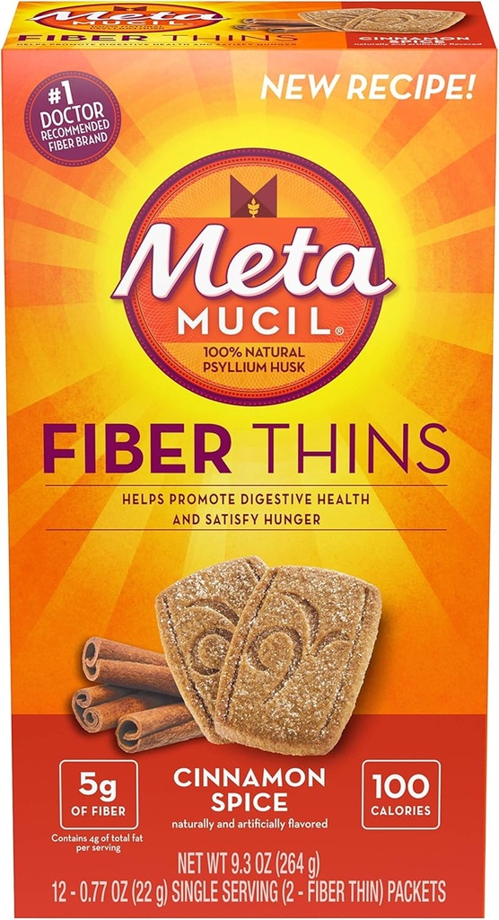 Metamucil Fiber Third size 12 count of 2 Crisps 9.3 Ounce (Value Pack of 6)