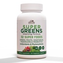 KRAJINA FARMY Super Greens Vegicaps, 32 Super Foods, celý potravinový doplnok, Zelené, Ovocie, Zelenina, Huby a probiotiká, Bohaté na antioxidanty a fytonutrienty, 120 Počet, 60 Servíry