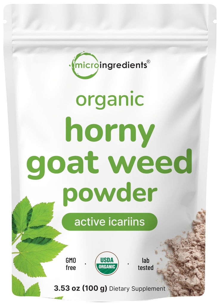Maximálna sila Organické Čistá rohatá koza Weed s aktívnymi Icariins pre mužov a ženy, 100 Grams, Organické Epimedium Powder for Energy and Immune System Booster, Filler Free and Vegan Friendly