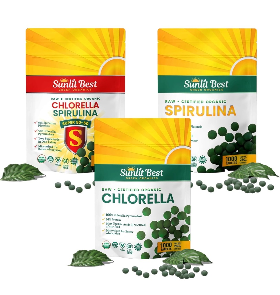 Sunlit Najlepšie Ultimate Chlorella & Spirulina Bundle 