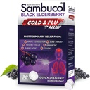 Sambucol Cold and Flu Relief Tablets - Homeopatická studená medicína, Remedy pre dospelých, Black Elderberry pre chlad, Zinok Remedy - 30 Počet