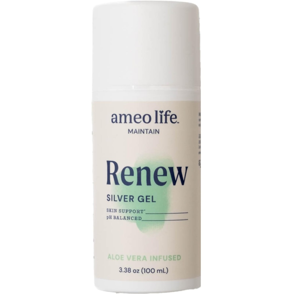 Ameo Life Koloidné striebro Gél pre starostlivosť o pleť s Aloe Vera - 30 ppm Starostlivosť o rany Gél poskytuje starostlivosť o rezy, šroty a popáleniny - Jemný vzorec pre zdravú pleť (3.38 oz)
