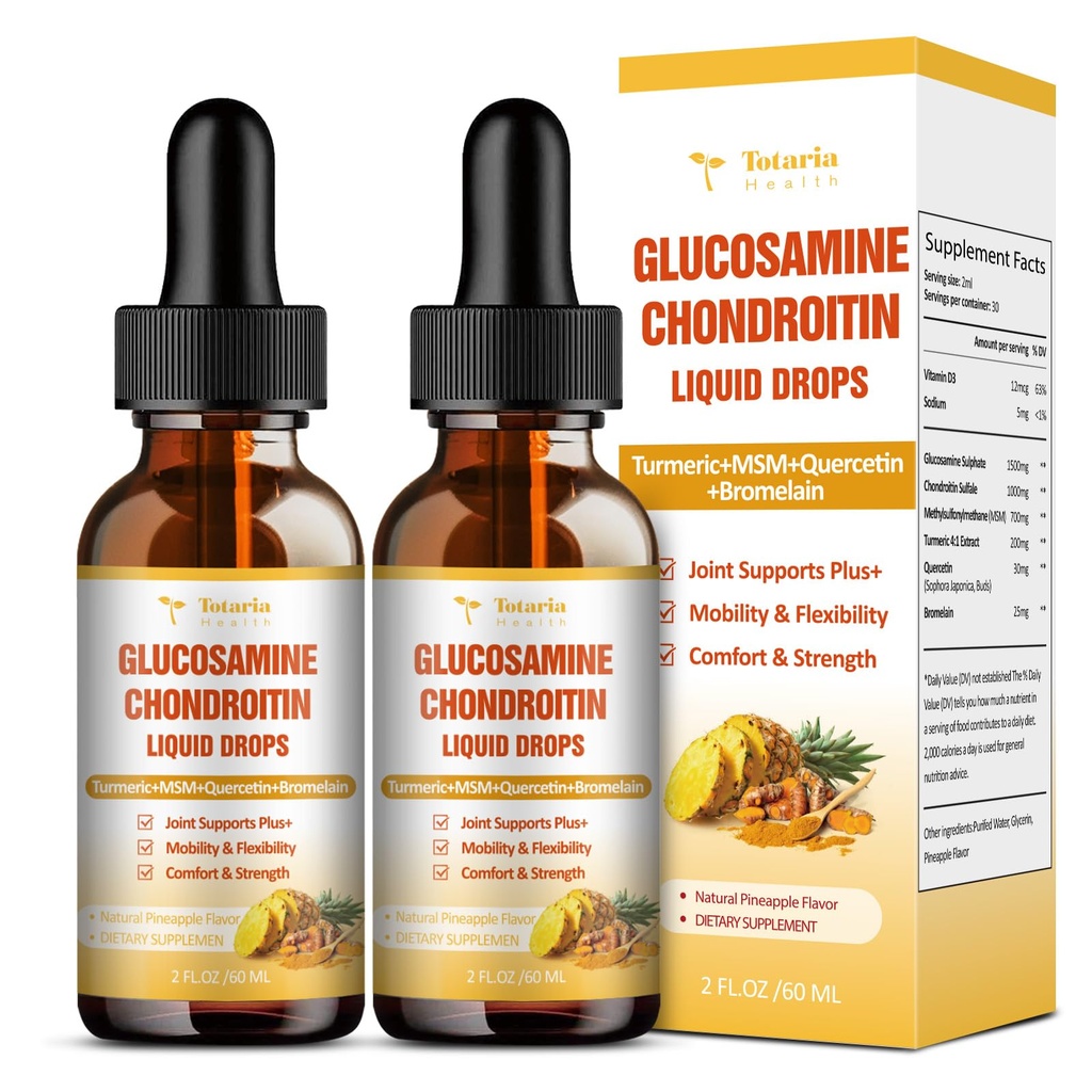 (2 balenia) Glukozamín Chondroitín MSM Podpora Spoločné zdravie - Chondroitín Sulfate Supplement Turmerica, Quercetin, Bromelain, MSM Ropa