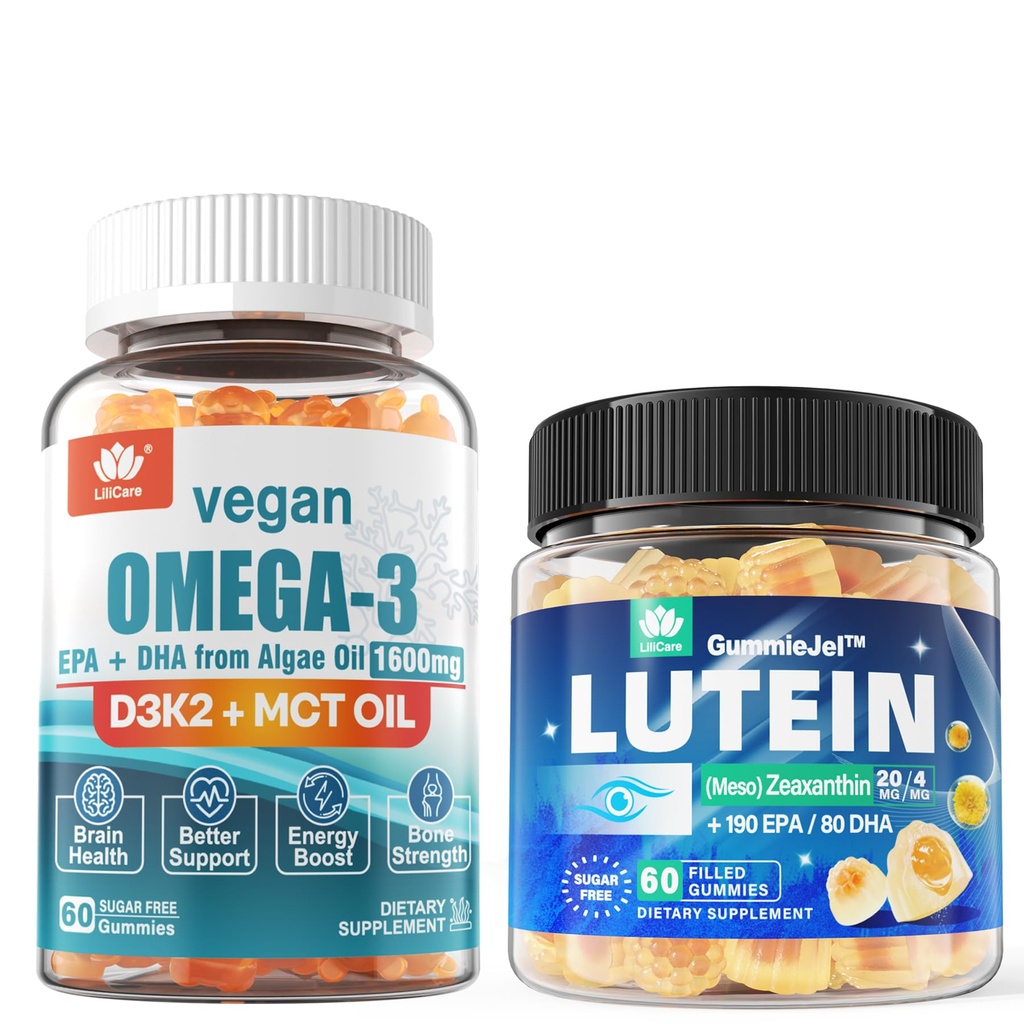 Bez cukru Lutein 20mg 40mg & Vegan Omega3 Gummies 1280mg