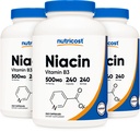 Nutricost Niacin (vitamín B3) 500 mg, 240 kapsúl (3 fľaše) - Niacin Flush