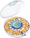 Daviky Automatické pilulky dávkovač pre staršie osoby s alarmom, 28-Deň elektronické zamknuté pilulky box, zvuk a svetlo upozornenie na lieky, vitamíny, a doplnky [Orange]
