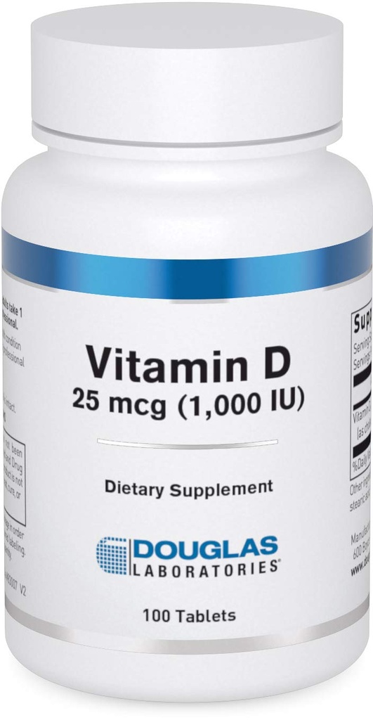 Douglas Laboratories Vitamín D 25 μg (1 000 IU) - D3 Vitamín na imunitnú podporu, zdravie kostí a zdravie zubov* - D Vitamín ako cholekalciferol - 100 tabliet