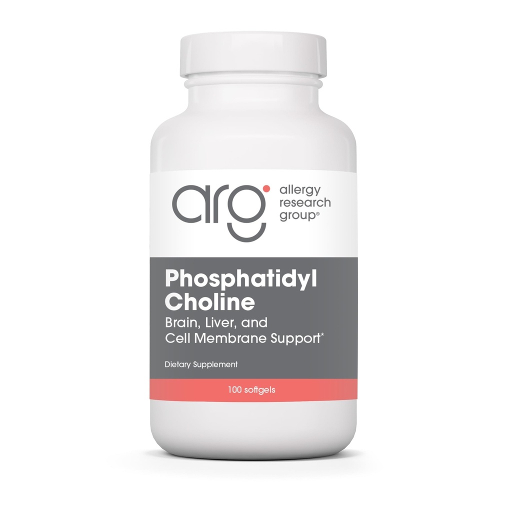 Allergy Research Group Fosfatidyl Choline Supplement - Lecitín Kapsule, Tráviace enzýmy pre Pečeň, Fat Digestion Support, Cholín Doplnky pre Mastné pečene, 1540mg Softgels - 100 Počet