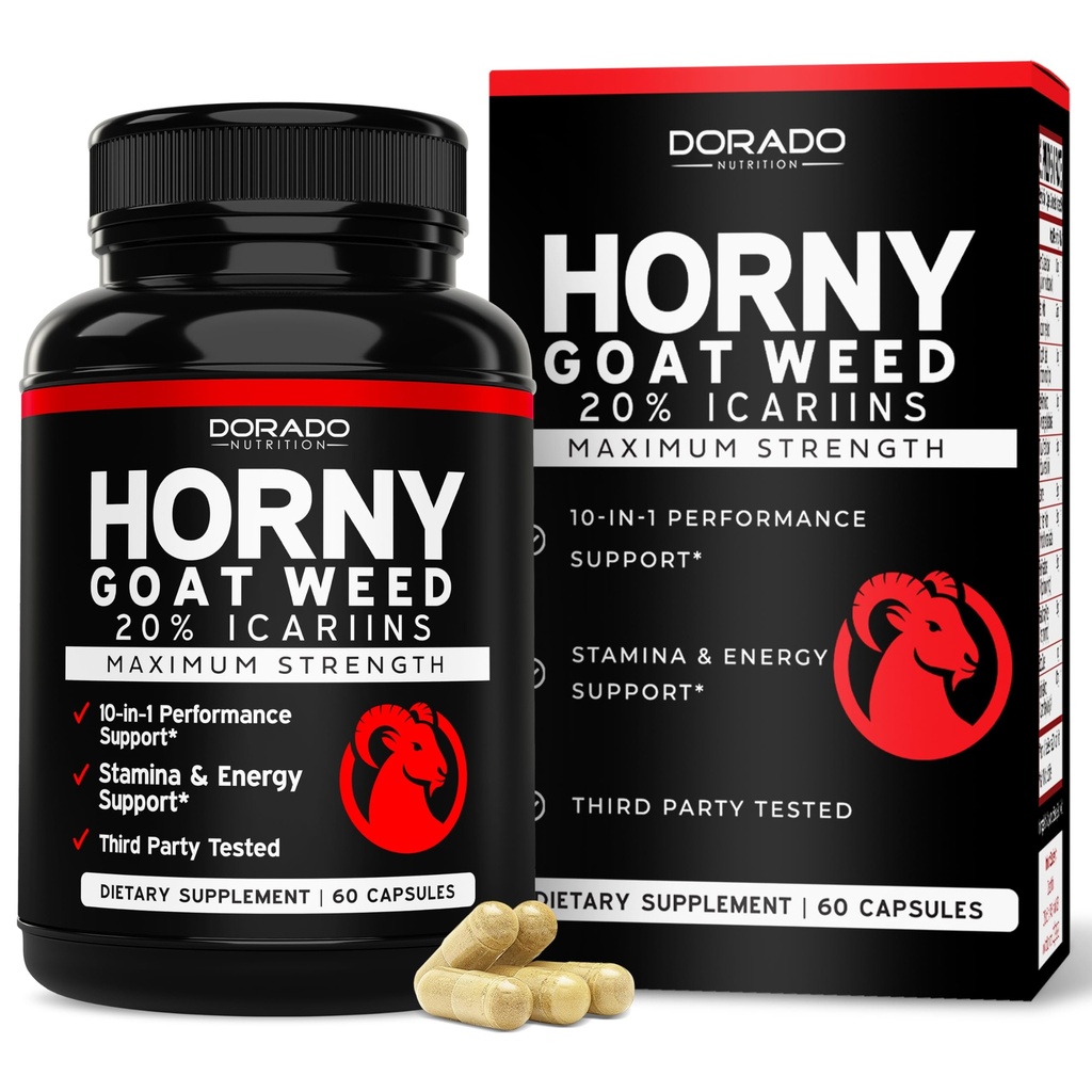 Horny koza burina pre mužov a ženy - [20% Icariins Max Strength] - vytrvalosť, vytrvalosť, obeh, Joint & Back Support - Maca Root, Ženšen, Yohimbine, Tribulus, L-Arginine - USA Made - 60 Gróf