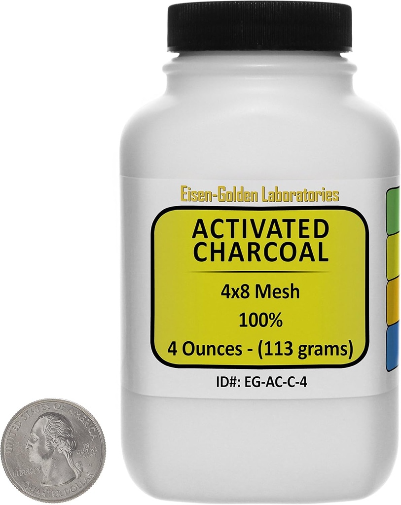 Aktívne uhlie [C] 100% ACS Grade Course Granulát 4 Oz vo fľaši Space-Saver USA