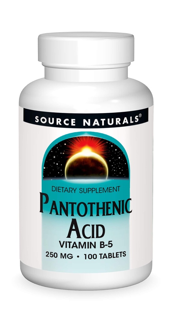 Zdroj Naturals Kyselina pantoténová 250 mg vitamín B-5 Diétne doplnky - 100 tabliet