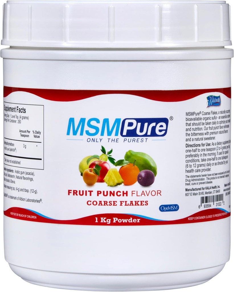 KALA ZDRAVIE MSMPure Ovocie Punch Ochutené Coarse MSM Powder Flakes 