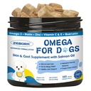 Omega 3 pre psy s Salmonovým olejom, rybí olej pre psy Skin and Coat Supplement, úľava pre psov a alergiu, Hot Spot Liečba, Anti Shedding, Hip & Joint Support with EPA & DHA, Biotin, Vitamín E