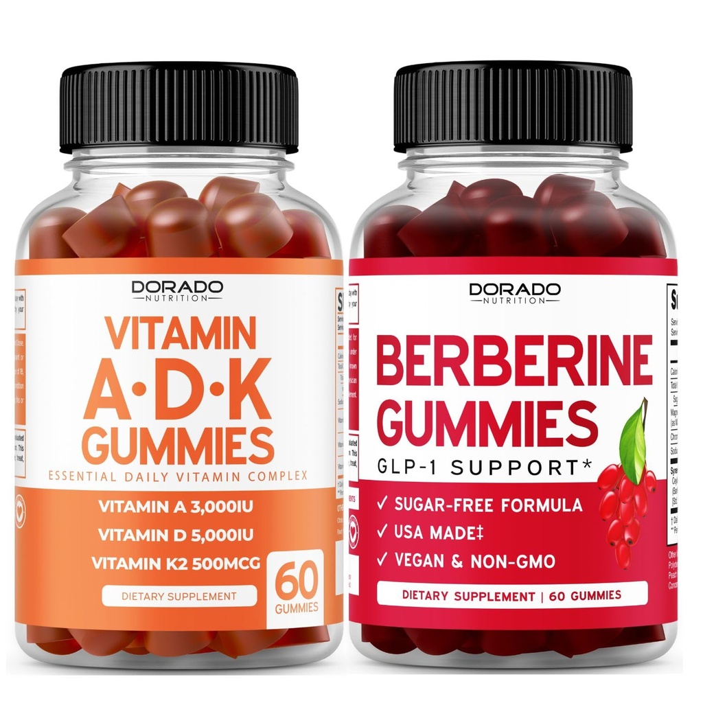 ADK Gummies Vitamín D3 K2 (60 Gummies) Bezcukrový vitamín D3 K2 - doplnok s D & K - 10 Vegánskym doplnkom - Berberine Gumies s cejlónovým škoricom pre dospelých - Non GMO & Made in USA