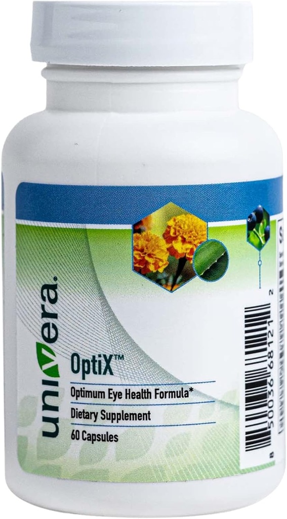 Univera OptiX, očné vitamíny, luteín, zeaxantín, vitamín C, zinok, beta karotén, čučoriedky, selén, podporuje kmene očí, udržuje zdravé očné šošovky, 30 dní dodávky