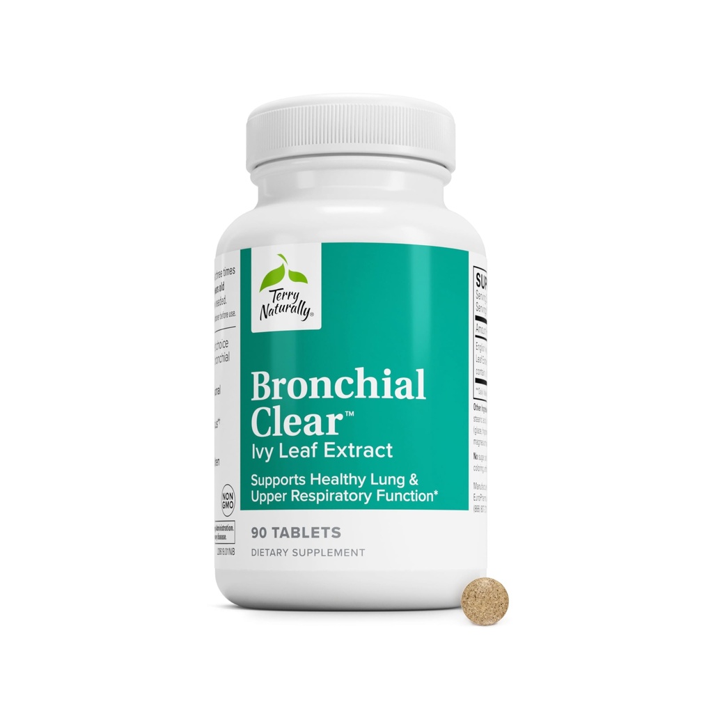 Terry prirodzene Bronchial Clear - 90 tabliet - Upokojujúce pľúca a horných dýchacích funkcií podpora doplnok, non-Drowsy, non-Jittry - Non-GMO, lepidlo-free - 90 Servisov