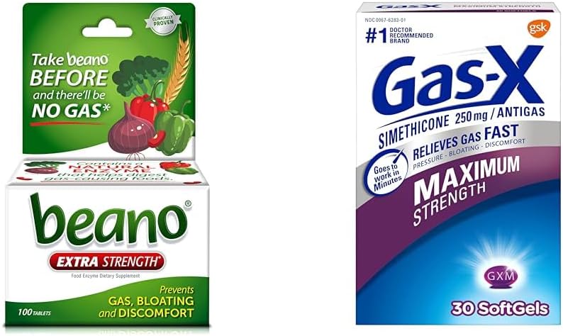 Beano Ultra 800 Count and Gas-X Maximum Strength 250mg Simeticone 30 Count Gas Relief
