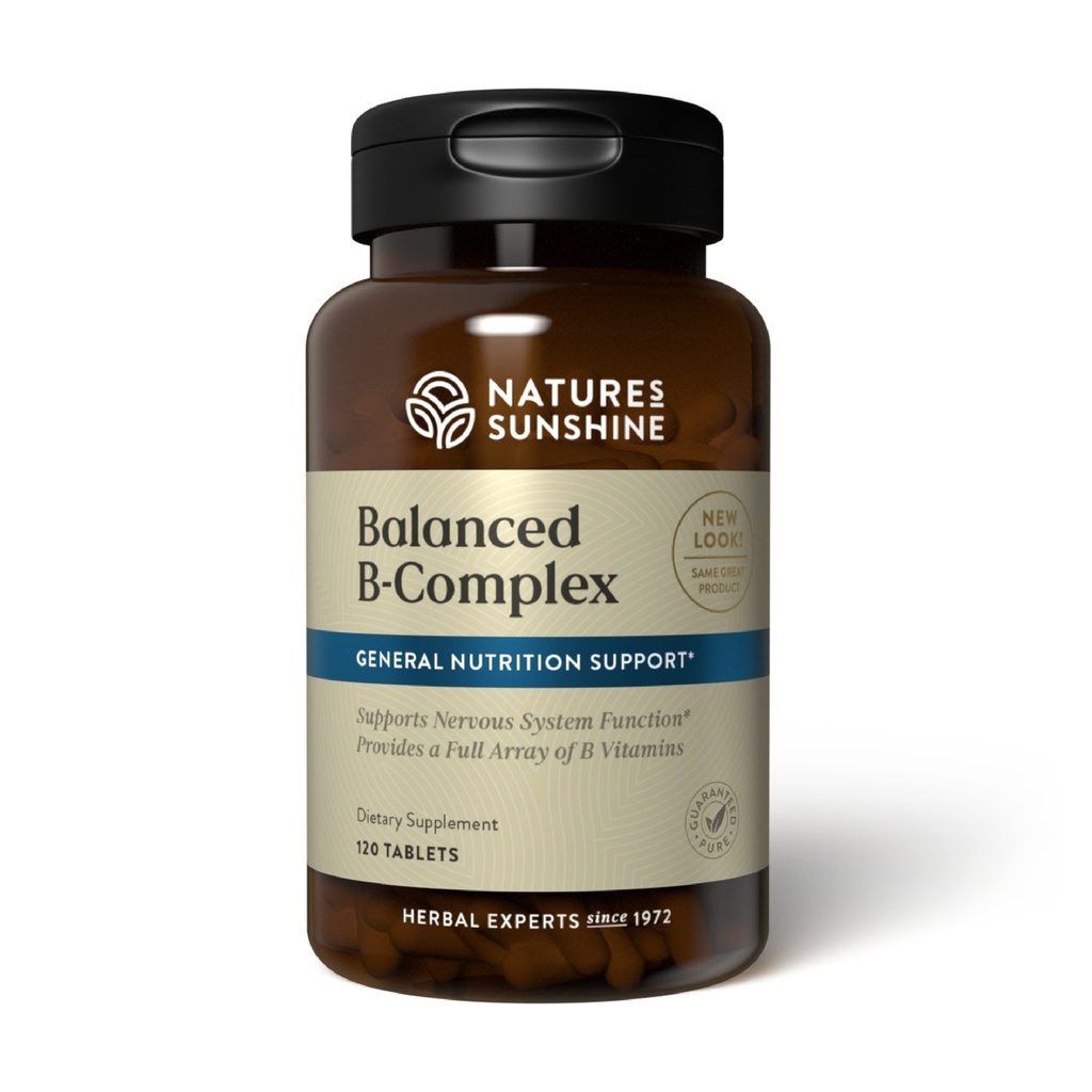 Príroda Sunshine Balanced B Complex, 120 Tablets B Complex Vitamíny na podporu trávenia a nervového systému zdravie s vegetariánskej vzorca