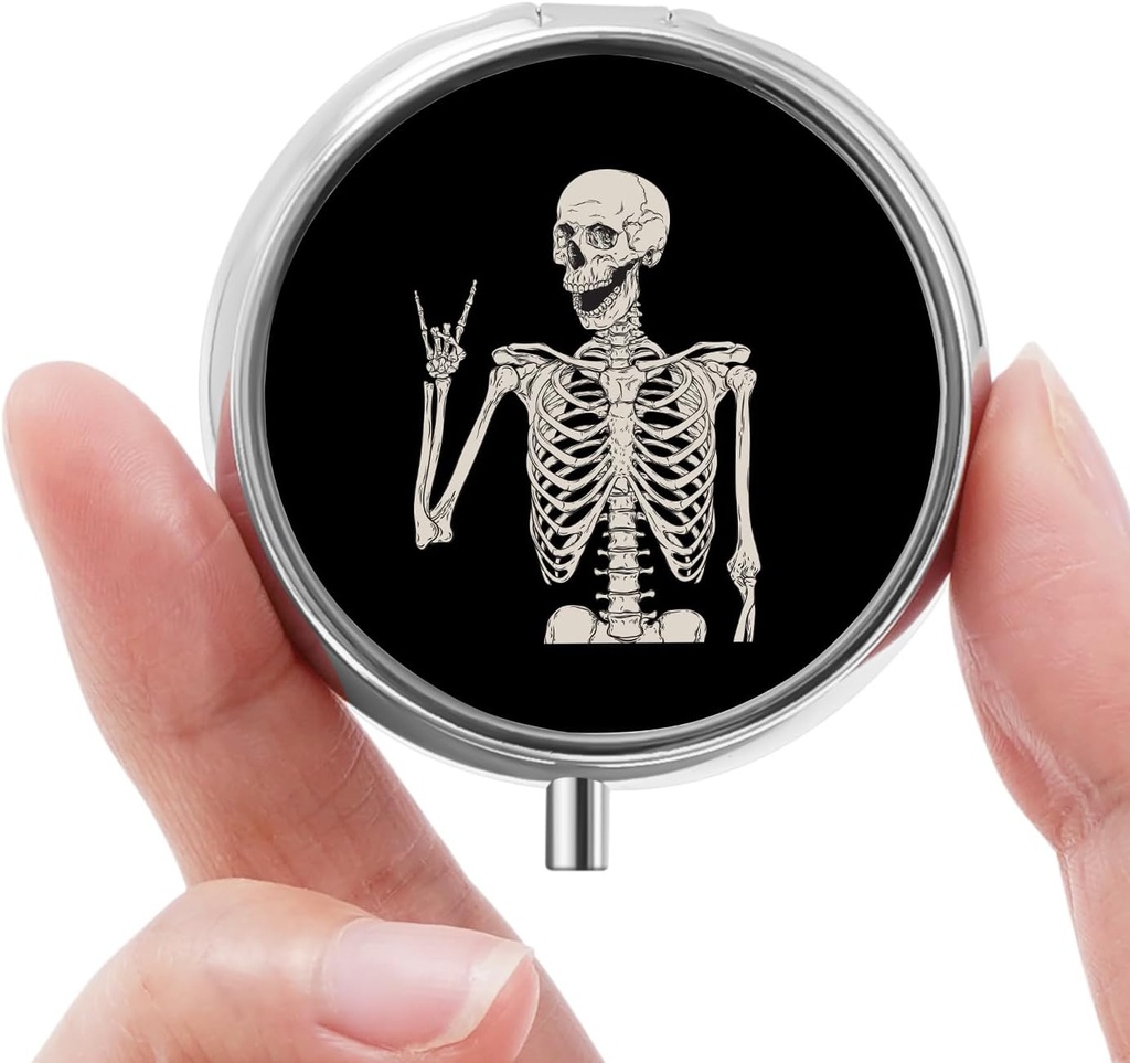 Mini pilulky box, malé pilulky box, prenosné pilulky box, roztomilé tabletky Organizátor pre vitamíny, lieky, rybí olej a doplnky (Skull)
