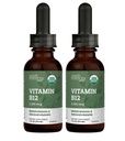 USDA Organický vitamín B12 2000mcg Sublingválny tekutý doplnok (2-Pack) - Vegan metylkobalamín kvapky pre prírodnú energiu, udržiavať metabolizmus, a imunitný systém podpora - 1 Fl Oz