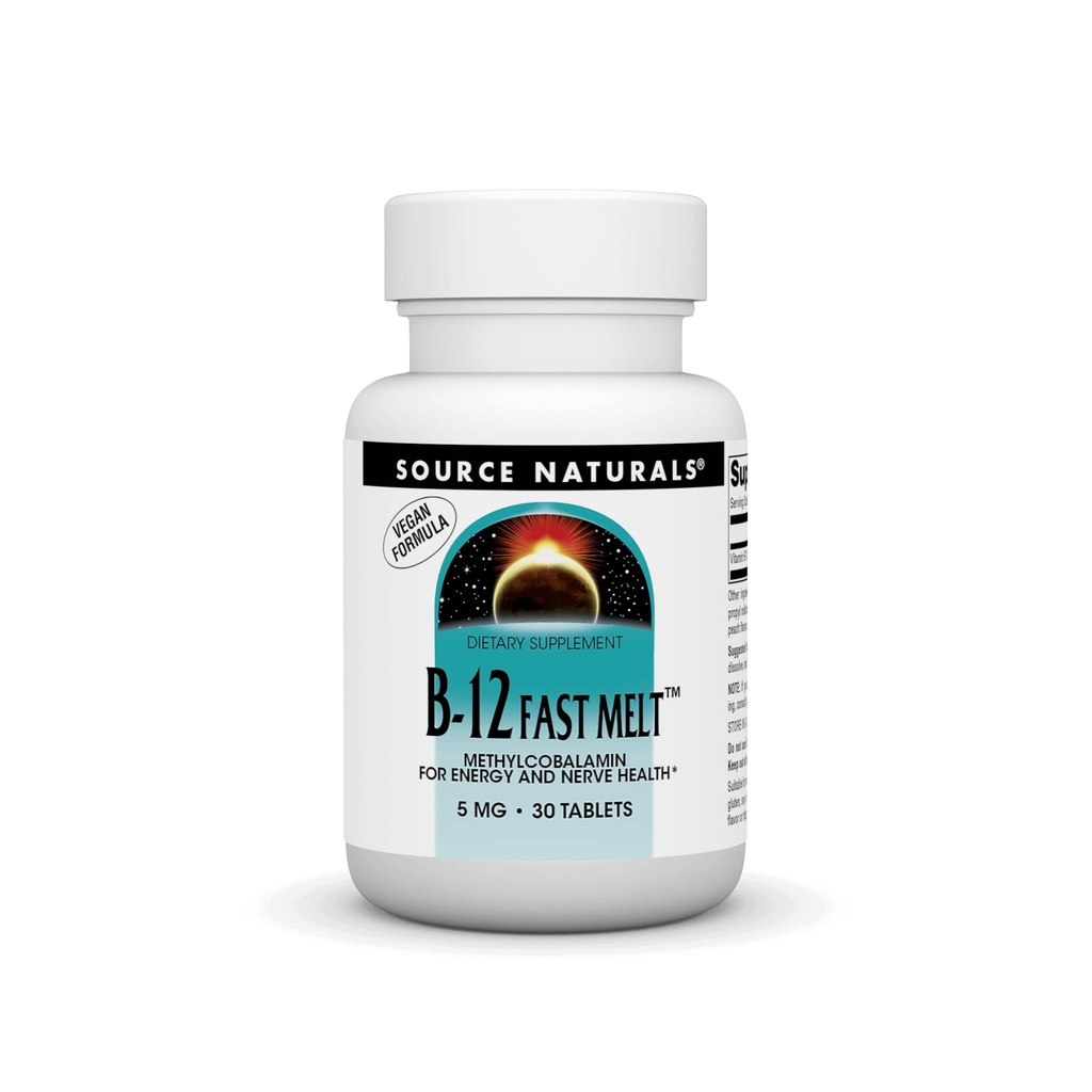 Zdroj Naturals Vitamín B-12, podporuje výrobu energie* 5 mg - 30 Fast Melt Vegan Formula