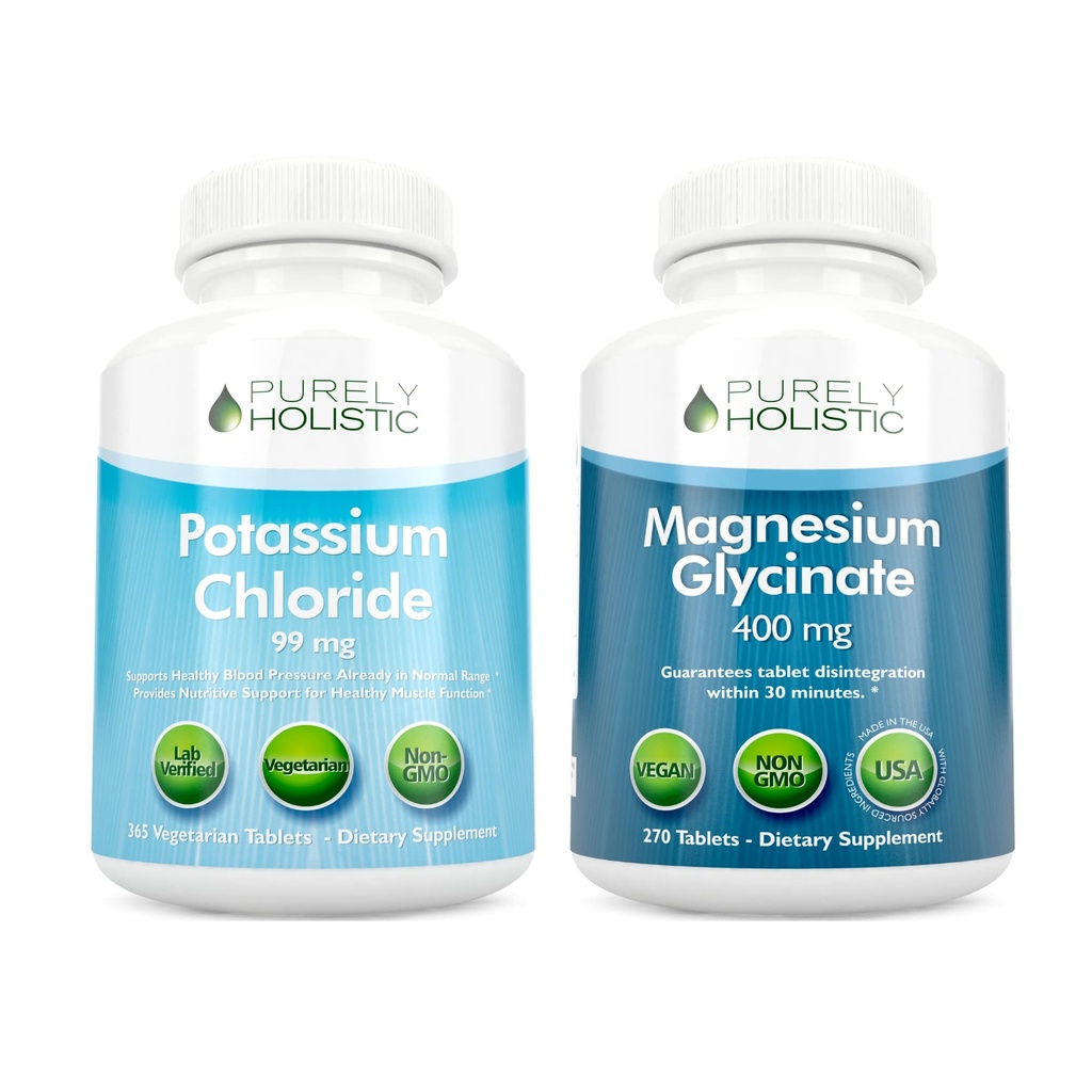 Chlorid draselný 99 mg + Glycinát horečnatý 400 mg - 365 + 270 tabliet - Vegetariánska žľaba - Vyrobené v USA