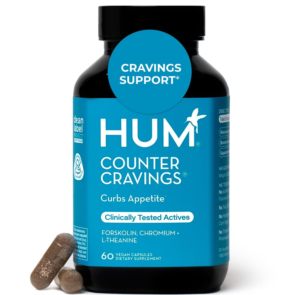 HUM Counter Cravings Chróm Doplnky s L Theanine, Seaweed Extract & Forskolin pomôcť podporovať chuť k jedlu, Cravings, a rutiny, Gluten zadarmo, kofeín Free Formula, 60 Vegan Kapsule