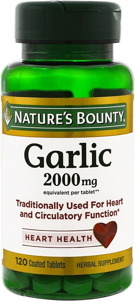 Prírodné Bounty Cesnak, 2000 mg, 120 obalených tabliet (Pack of 2), 2 fľaše Každý 120 tabliet