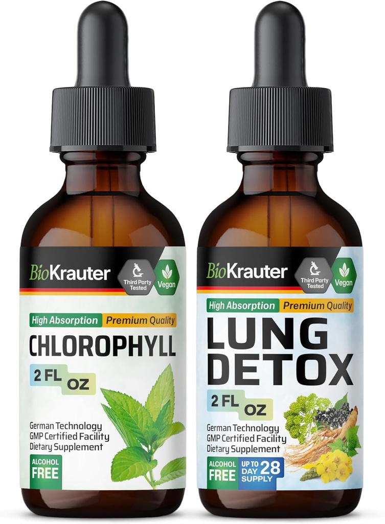 BIO KRAUTER Chlorofyl Tinktúra 2 Fl. Oz. & Lung Detox Tincture 2 Fl. Oz.