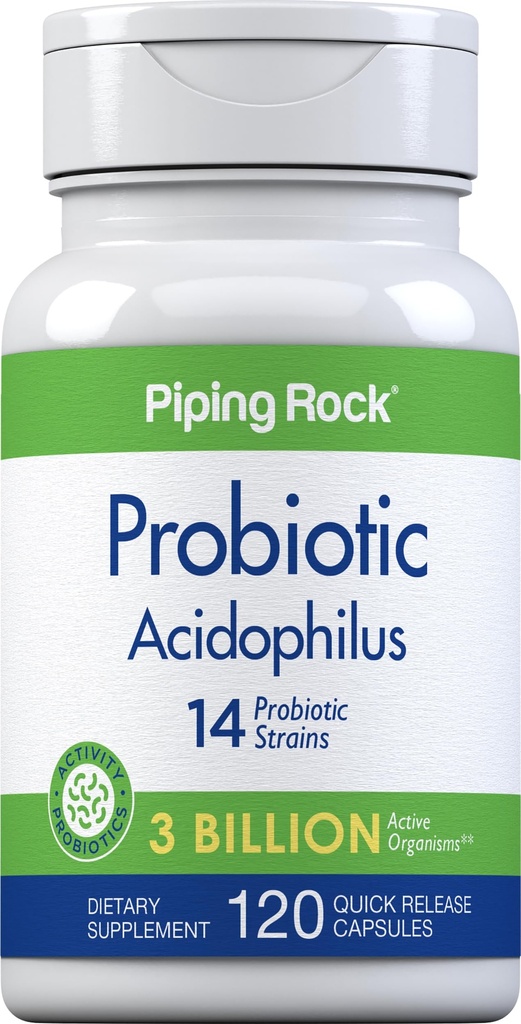 Piping Rock Probiotické Acidophilus Kapsule pre ženy a mužov 3 Miliarda živých kultúr 