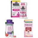 Záhrada života & Príroda Bounty Ženy Wellness Valentín Deň Bundle- Tráviace & Vaginálne Zdravie Podpora, vlasy, koža a nechty Pektín Gumies s biotínom, Vaginal Probiotiká s brusnicou, 30-200ct