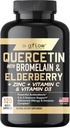 Quercetin s Hypromelain Zinok Vitamín C Vitamín D Staršie plody - 120 Veggie Kapsule, non-GMO, Gluten-Free 