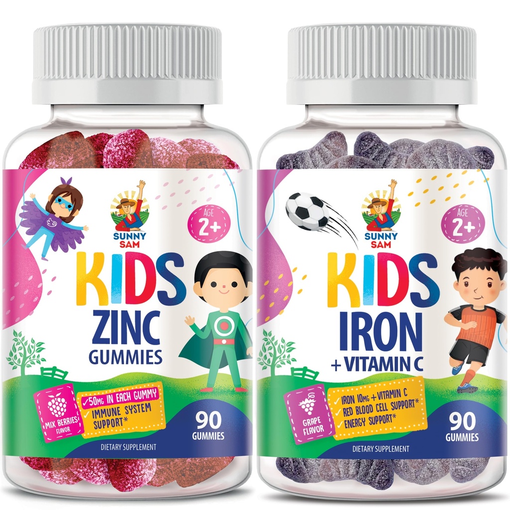 Železo Gummy pre deti a zinok Gummy pre deti. Železo Vitamíny s vitamínom C. Žuvacia guma pre imunitnú podporu - Výkonný prírodný antioxidant Non-GMO doplnok pre deti Muži Ženy Dospelí