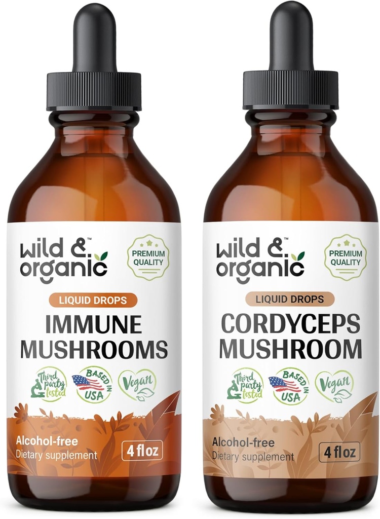 Wild & Organic Immune Mushrom Tinture 4 fl oz & Cordyceps Tinture 4 fl oz