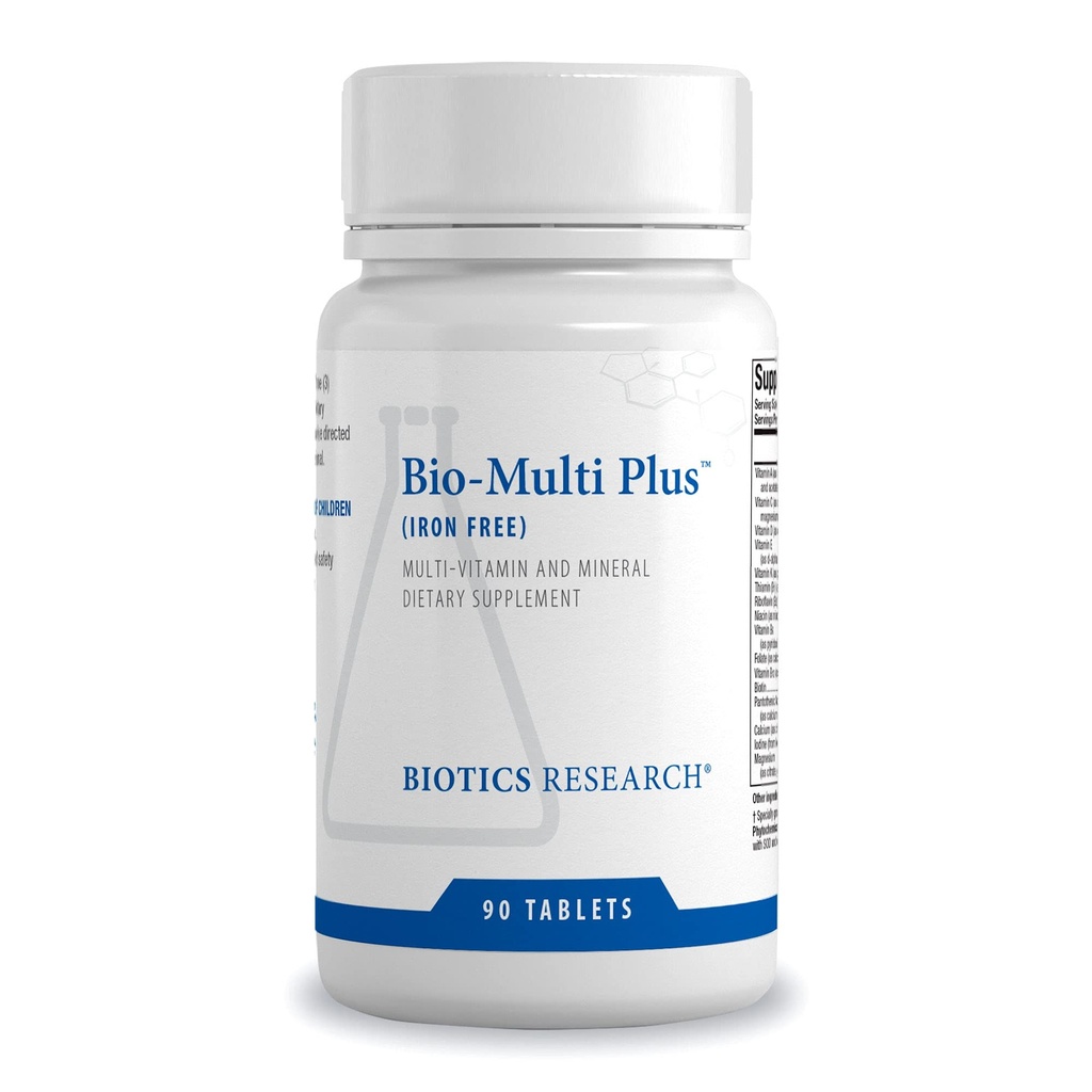 Biotics Research Bio Multi Plus Bezželezný Multivitamín, Slušné minerály, Bez železa, Emulzifikovaný tuk Rozpustné vitamíny, Vysoké antioxidanty, SOD, Catalase 90 Tablety