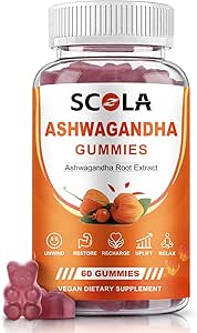 Ashwagandha Gummies, Pokojné Gummy s Ashwagandha Root Extract Vitamín D Zinok, Ashwagandha Supplement for Sleep Stress Balance, Vegan, Non-GMO, Gluten-Free, 60 Počet