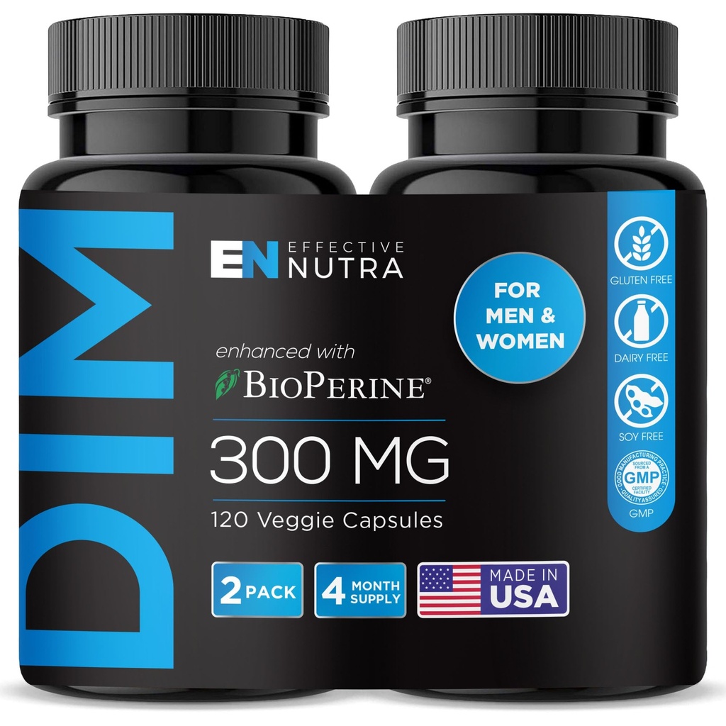 ÚČINNÁ NUTRA DIM doplnok 300 mg s BioPerine - Extra sila Estrogén blokátor pre mužov a ženy - Hormone & metabolická podpora - 4 mesiace dodávky