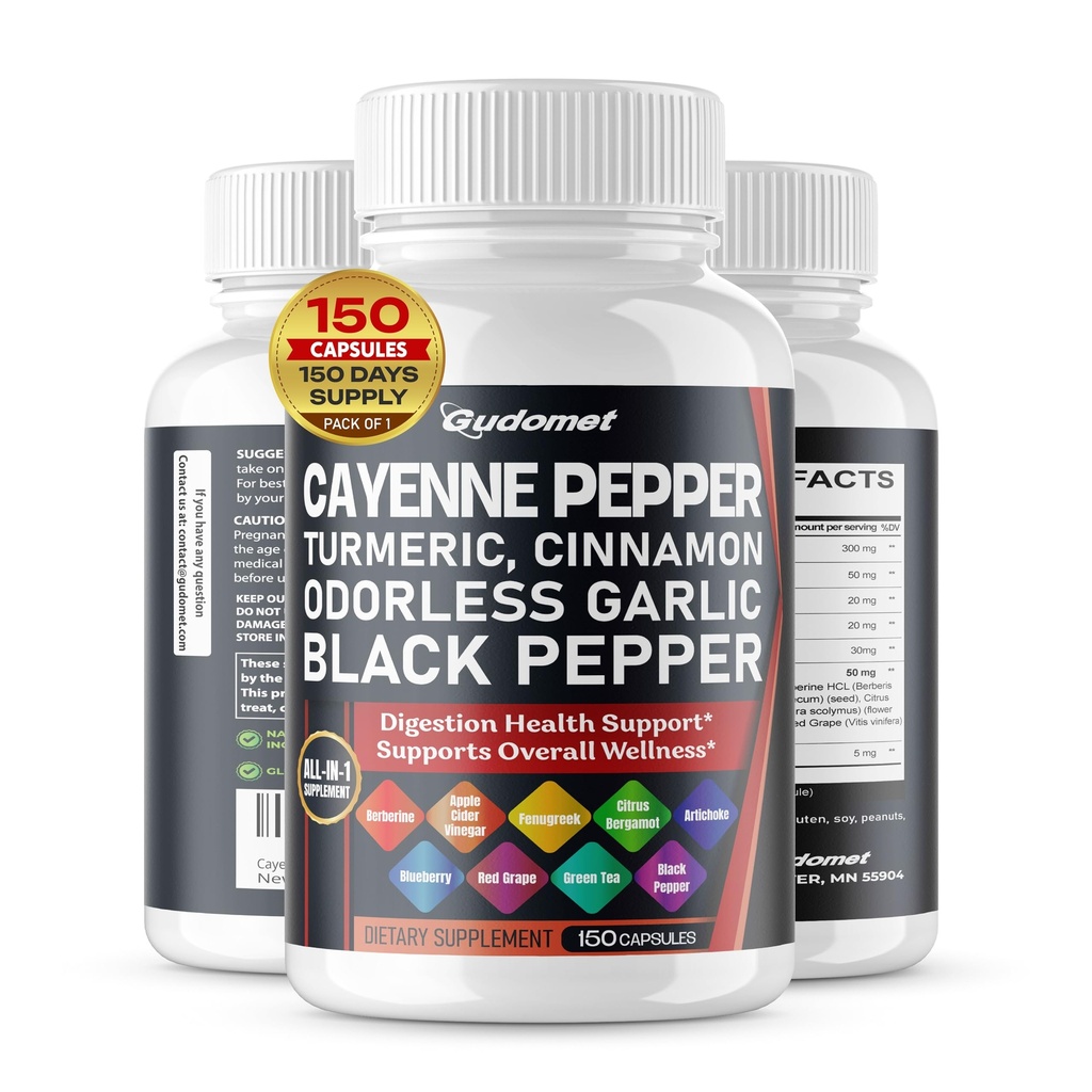 Cayenne Pepper Turmerica Odorless Cesnak Škorica senovka grécka Citrus Bergamot Artichoke Blueberry zelený čaj Black Pepper - 150 Kapsule- Made in USA