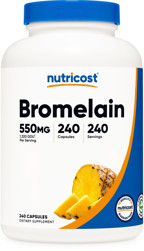 Nutricost Bromelain kapsuly (240 kapsúl) - 550 MG Per Serving, Vegan, Non- GMO, GMP Compliant