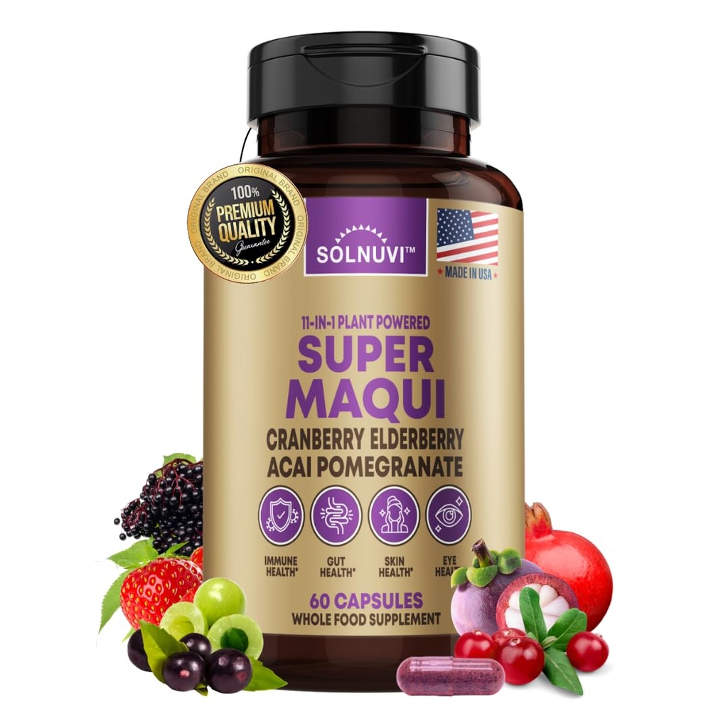 Organické Super Maqui Berry Kapsule - Superfood Powder - bazový extrakt, Cranberry, granátové jablko, Acai - Suché očné a tear podpora, Gut zdravie, koža - 60 Vegan Kapsule, Non GMO, Gluten zadarmo doplnok