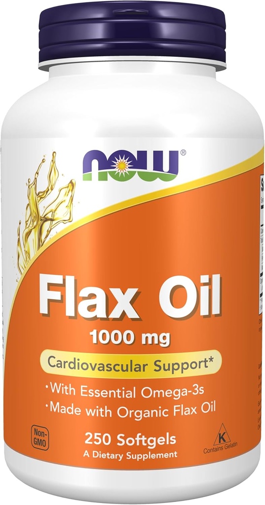 Teraz Foods Doplnky, Ľanový olej 1000 mg vyrobené z organického ľanového oleja, Kardiovaskulárna podpora*, 250 Softgels