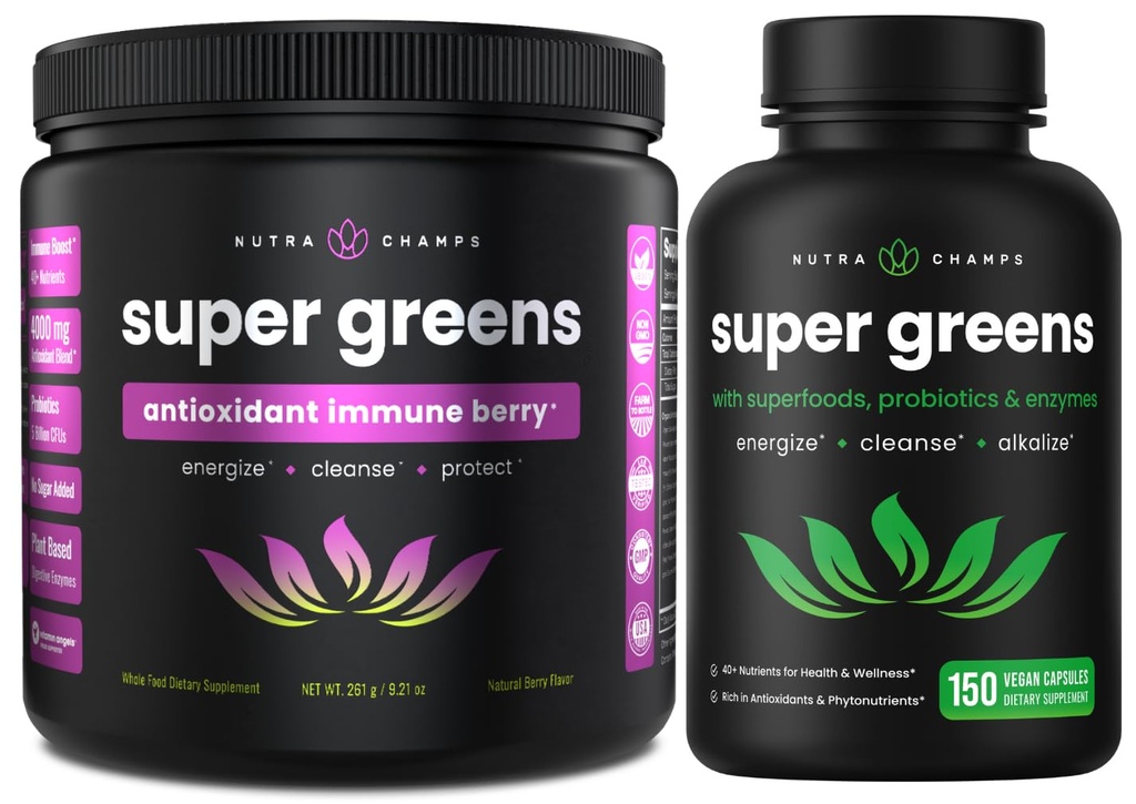 NutraChamps Super Greens Antioxidant Powder & Super Greens Kapsule